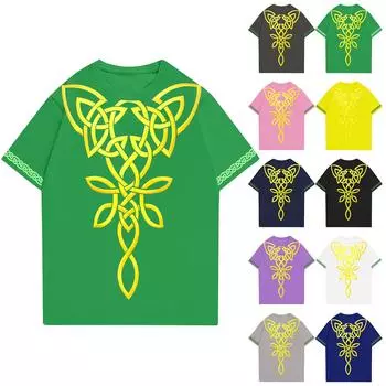 Модная рабочая одежда с круглым вырезом и короткими рукавами, топы с принтом для женщин, летние топы L синий