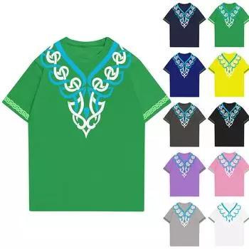 Модная рабочая одежда с круглым вырезом и короткими рукавами, топы с принтом для женщин, летние топы XXL