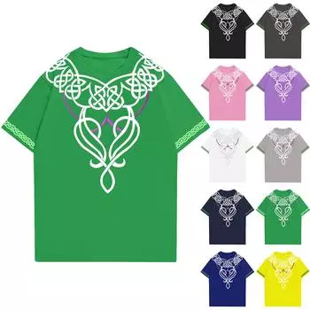 Модная рабочая одежда с круглым вырезом и короткими рукавами, топы с принтом для женщин, летние топы L синий