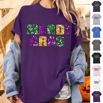 Модная рабочая одежда с круглым вырезом и короткими рукавами, топы с принтом для женщин, летние топы M