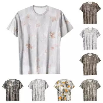 Модная рабочая одежда с круглым вырезом и короткими рукавами, топы с принтом для женщин, летние топы S