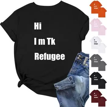 Модная рабочая одежда с круглым вырезом и короткими рукавами, топы с принтом для женщин, летние топы XXL