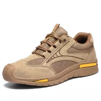 Модная рабочая защитная обувь, мужская летняя дышащая защитная легкая утепленная противоударная антипрокольная рабочая обувь со стальной головкой D662 37 хаки