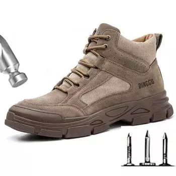 Модная рабочая защитная обувь мужская противоударная и противоколющая рабочая обувь для сварщиков со стальной головкой весна осень D586 36 хаки