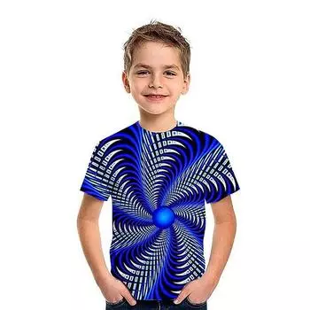 Модная радужный цветной принт тай-дай для мальчиков и девочек, креативная футболка, футболки с коротким рукавом и круглым вырезом, детская одежда на лето 100