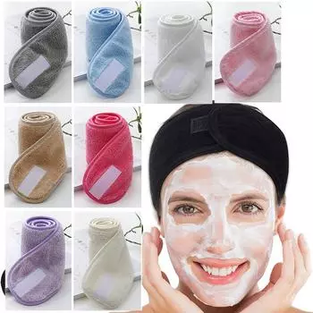 Модная регулируемая повязка на голову для макияжа и спа для девочек, мягкие аксессуары для волос для мытья лица небесно-голубой