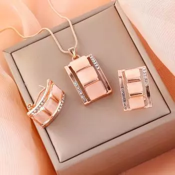 Модная решетка высокого класса, легкий роскошный прямоугольный комплект ювелирных изделий, ожерелье и браслет для женщин зелёный