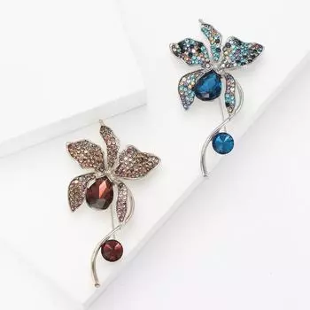 Модная ретро-брошь-цветок со стразами, элегантный темпераментный женский костюм, корсаж, ювелирные изделия, булавка