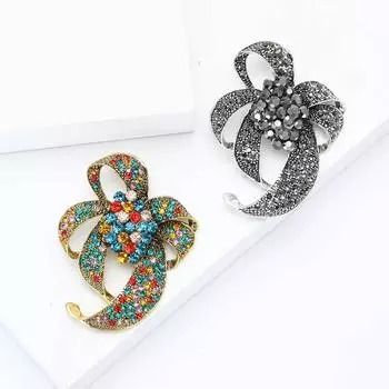 Модная ретро-брошь из сплава со стразами и цветами, темпераментная креативная универсальная женская одежда, корсаж, ювелирные изделия, булавка