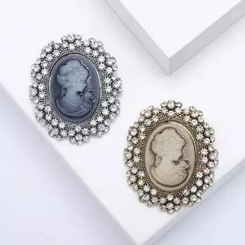 Модная ретро-брошь серии «Голова», креативная брошь из сплава с бриллиантами, темпераментные аксессуары высокого класса, корсаж золотой