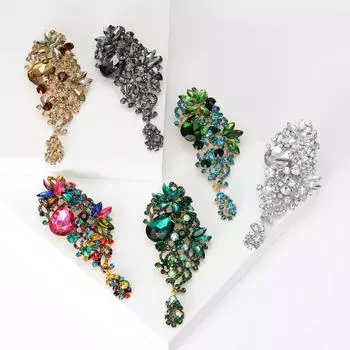 Модная ретро-брошь со стразами из сплава и стекла, элегантная атмосфера, одежда, корсаж, ювелирные изделия, булавка