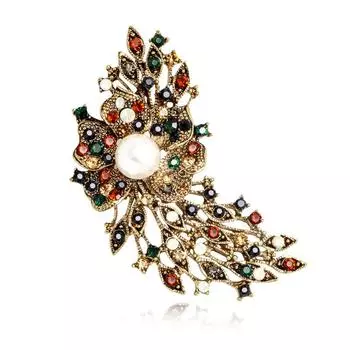 Модная ретро-брошь со стразами в виде цветного страза, персонализированная булавка для одежды