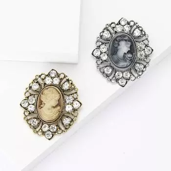 Модная ретро-брошь в виде головы из сплава со стразами, креативная универсальная женская одежда, корсаж, ювелирные изделия, булавка