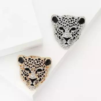 Модная ретро-брошь в виде головы леопарда со стразами из сплава, универсальная мужская и женская одежда, бижутерия, булавка в виде животного