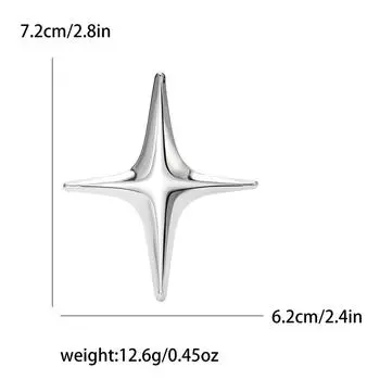 Модная ретро-брошь в виде креста и звезды, простая нишевая четырехконечная звезда, булавка, женская одежда, аксессуары, корсаж
