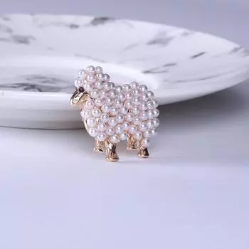 Модная ретро-брошь в виде овечки с жемчугом Творческая личность Брошь-булавка в виде ягненка Универсальная одежда Корсаж серебряный