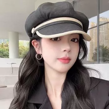 Модная ретро кожаная шляпа с утиным язычком и восьмиугольной головкой с женским лицом, маленькая простая шляпа газетчика Майяра, универсальный берет прилив M56-58cm