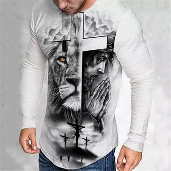 Модная ретро-одежда, облегающая футболка с длинными рукавами, мужская футболка с длинными рукавами с 3D-принтом.
