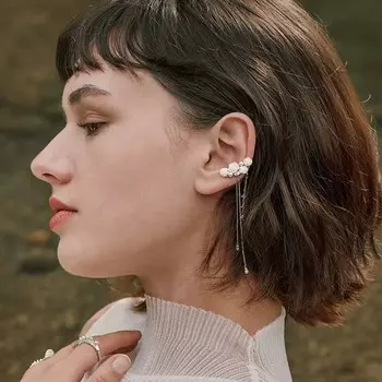 Модная ретро-роза с длинной кисточкой, клипса для ушей, простая универсальная безушная серьга, бижутерия, подарок как