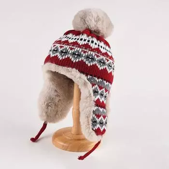 Модная ретро шапка Lei Feng женская теплая осенне-зимняя плюшевая ветрозащитная универсальная защитная шапка для ушей вязаная шапка для катания на лыжах 60 чёрный