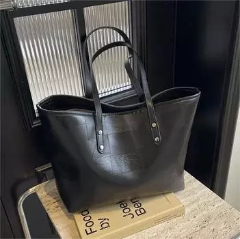 Модная ретро-сумка Splicing Large, сумка через плечо в иностранном стиле, High-End Sense, большая вместительная сумка-тоут для женщин коричневый