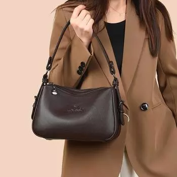 Модная ретро сумка высокого класса для женщин, универсальная повседневная сумка из мягкой кожи для мам среднего возраста, дорожная сумка на одно плечо с диагональной петлей