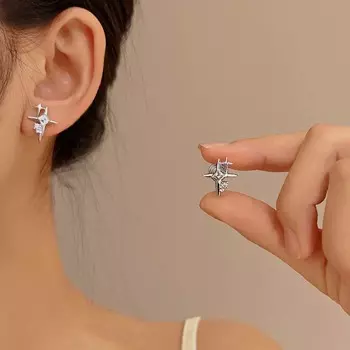 Модная ретро-звезда-клипса для ушей, нишевый дизайн, безушная серьга с отверстием, женская бижутерия, подарок как