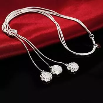 Модная романтическая цепочка с розами из стерлингового серебра 925 пробы, ожерелья для женщин, классические очаровательные ювелирные изделия, свадебная вечеринка, рождественские подарки 45cm серебряный