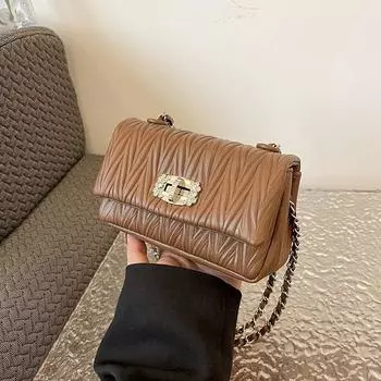 Модная роскошная женская сумка через плечо Grace Lady Retro Solid Color PU Leather Small Shoulder Bags со стразами и пряжкой-замком