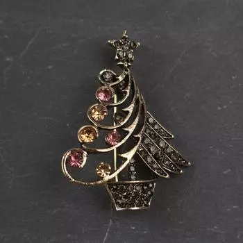 Модная рождественская брошь из сплава с бриллиантами в виде рождественской елки