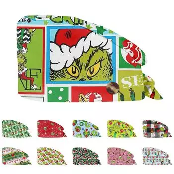 Модная рождественская рабочая шапка с принтом Повседневная стираемая шапка-мешок Кепка One Size чёрный