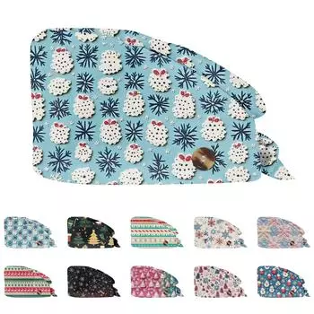 Модная рождественская рабочая шапка с принтом Повседневная стираемая шапка-мешок Кепка One Size бежевый