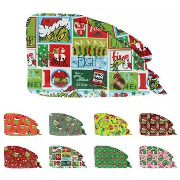 Модная рождественская рабочая шапка с принтом Повседневная стираемая шапка-мешок Кепка One Size