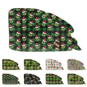 Модная рождественская рабочая шапка с принтом Повседневная стираемая шапка-мешок Кепка One Size зелёный