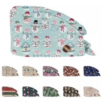 Модная рождественская рабочая шапка с принтом Повседневная стираемая шапка-мешок Кепка One Size