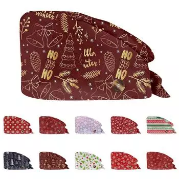 Модная рождественская рабочая шапка с принтом Повседневная стираемая шапка-мешок Кепка One Size циан