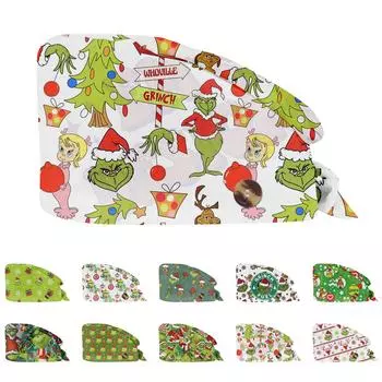 Модная рождественская рабочая шапка с принтом Повседневная стираемая шапка-мешок Кепка One Size