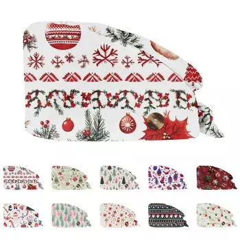 Модная рождественская рабочая шапка с принтом Повседневная стираемая шапка-мешок Кепка One Size