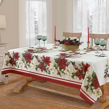 Модная рождественская тканевая скатерть с каймой, рождественская цветочная кайма с принтом, противообрастающая скатерть, прямоугольное украшение стола 40x70cm15x27inch