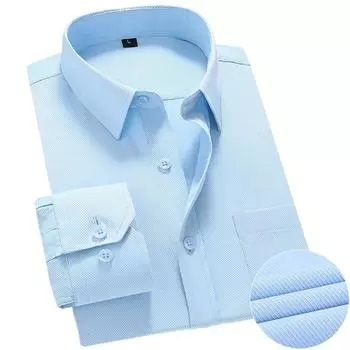Модная рубашка Non Iron Anti Wrinkle Classic Solid Business Casual Soft Wear Long Sleeve Shirts Men 6XL белый