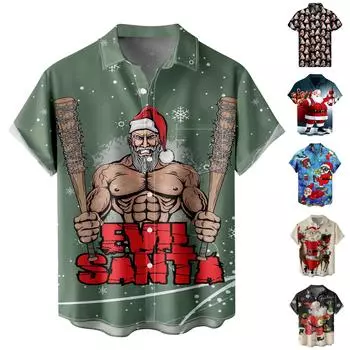 Модная рубашка Рождество Весна Лето Топ с 3D цифровой печатью XXXL