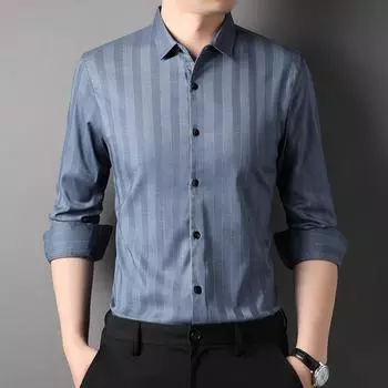 Модная рубашка с длинными рукавами, мужская новая осенняя повседневная рубашка, деловая, темпераментная, с лацканами, красивая рубашка 165/M