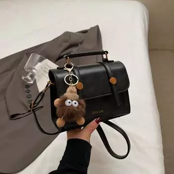 Модная ручная переноска, маленькая квадратная сумка, женская трендовая сумка высокого класса через плечо, зимняя ретро-повседневная 18*8*13 коричневый