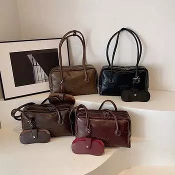 Модная ручная сумка для боулинга для женщин, новая сумка на плечо большой емкости для поездок на работу и отдыха подмышкой 33x10.5x19cm вино красного