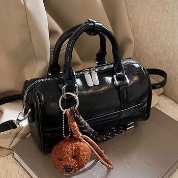 Модная ручная сумка для боулинга, простая и модная осенняя сумка для поездок на работу через плечо для женщин чёрный