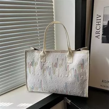 Модная ручная сумка из ткани, школьная сумка для учебы, большая вместительная сумка для поездок на работу, женская сумка через плечо для отдыха и прогулок чёрный