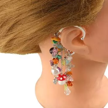 Модная серьга-гвоздик в виде гриба, элегантная односторонняя серьга с бисером для женщин 1 pc