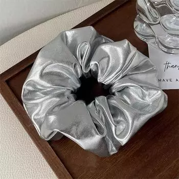 Модная серебряная кожаная толстая кишка Y2k повязка для волос с высоким хвостом резинка для волос индивидуальные резинки для волос головные уборы аксессуары для волос