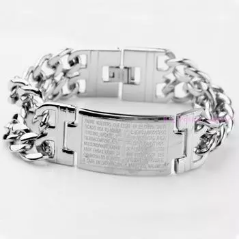 Модная серебряная кубинская цепочка с идентификационной лентой, мужской браслет, ювелирные изделия из нержавеющей стали, 22,5 см*22,5 мм, 92 г 22CM