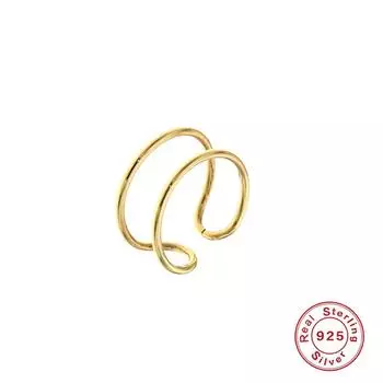 Модная серебряная сережка S925, простая глянцевая двухслойная линия, ушная пряжка, клипса без украшений для пирсинга ушей 925 Silver